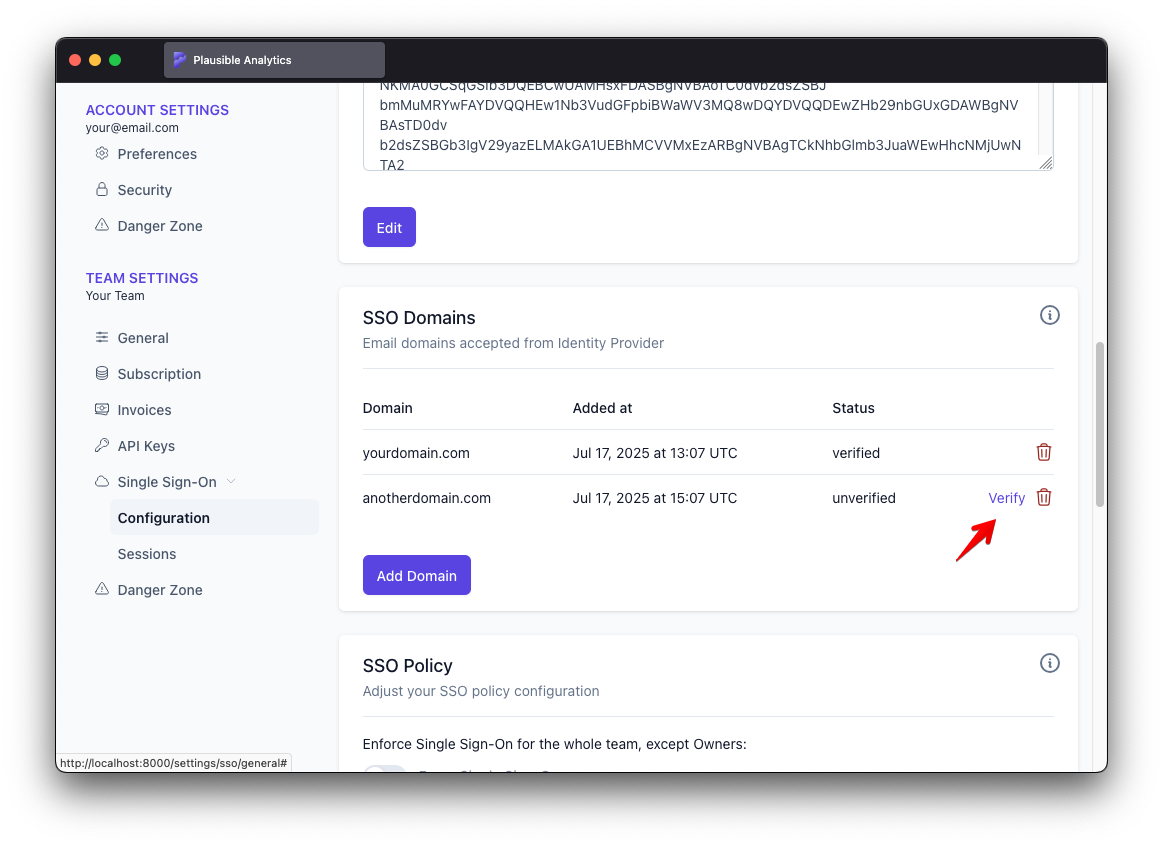 Retrying SSO domain verification